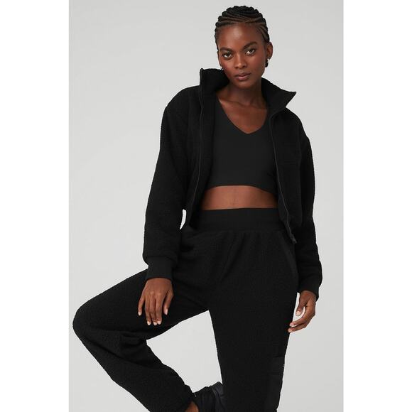 Alo Yoga Micro Sherpa Destiny Jacket Black - S - Picture 1 of 3